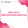 Phụ lục IV - đính kèm Nghị định 238